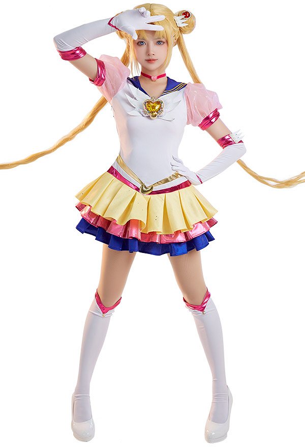 Sailor Moon Usagi Tsukino Cosplay Costume Vestido y Guantes Sailor Moon Usagi Tsukino Cosplay Costume Vestido y Guantes