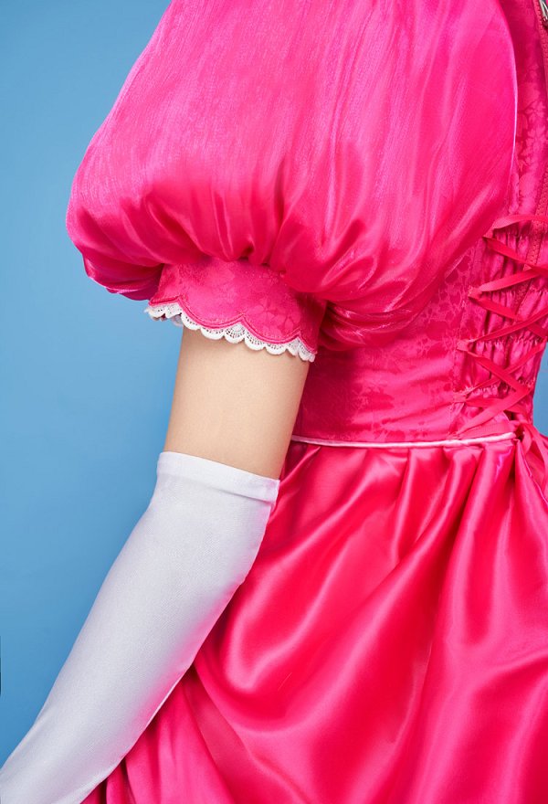 Girl Peach Derivative Cosplay Costume Top and Skirt with Crinoline and Gloves