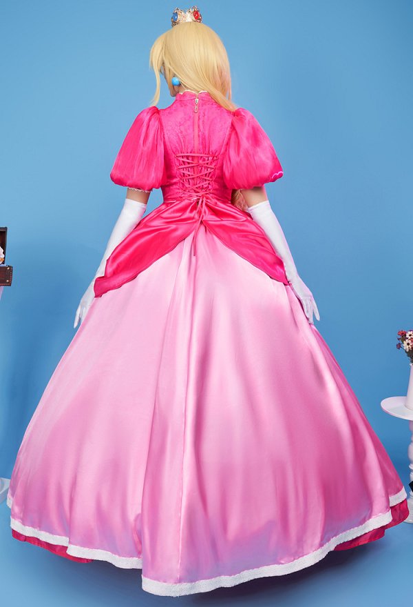 Girl Peach Derivative Cosplay Costume Top and Skirt with Crinoline and Gloves