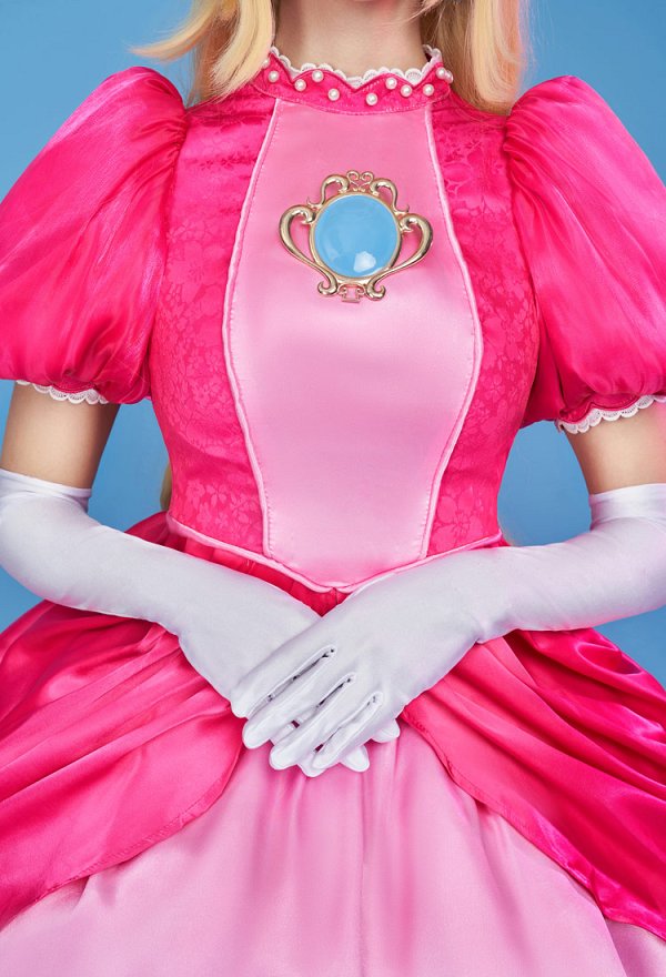 Girl Peach Derivative Cosplay Costume Top and Skirt with Crinoline and Gloves
