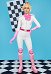 Peach Cosplay Costume Biker Suit Slim Top and Pants with Belt and Gloves