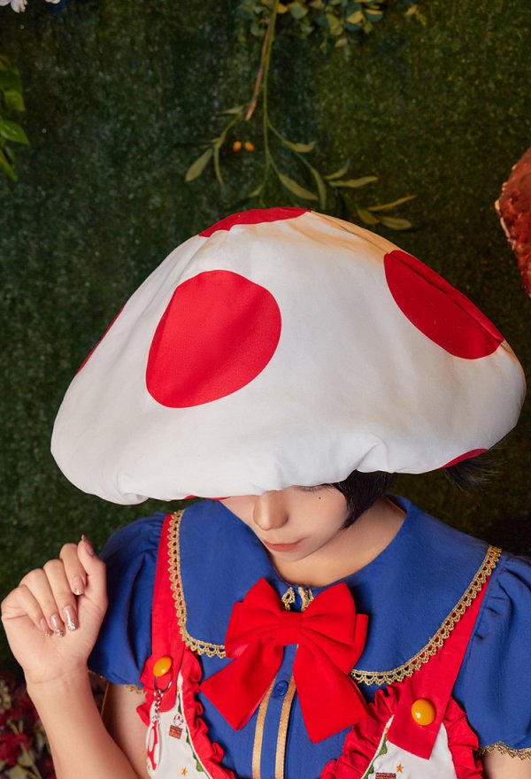 Toad Derivative Cosplay Costume Kawaii Doll Collar Top and Dress with Hat and Socks
