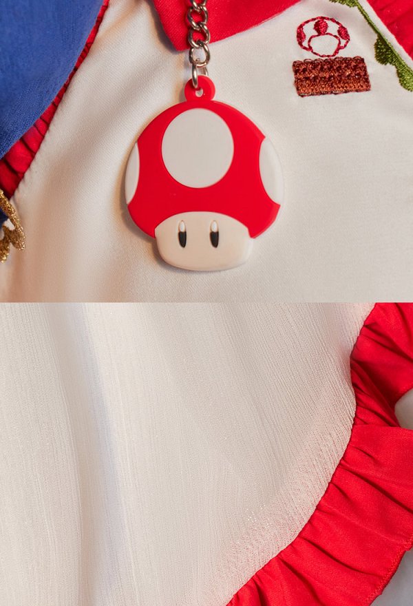 Toad Derivative Cosplay Costume Kawaii Doll Collar Top and Dress with Hat and Socks