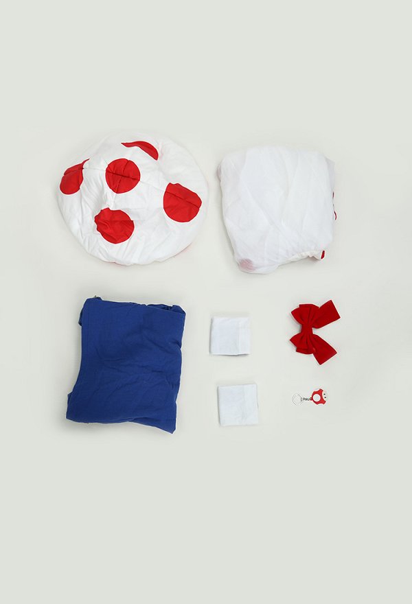 Toad Derivative Cosplay Costume Kawaii Doll Collar Top and Dress with Hat and Socks