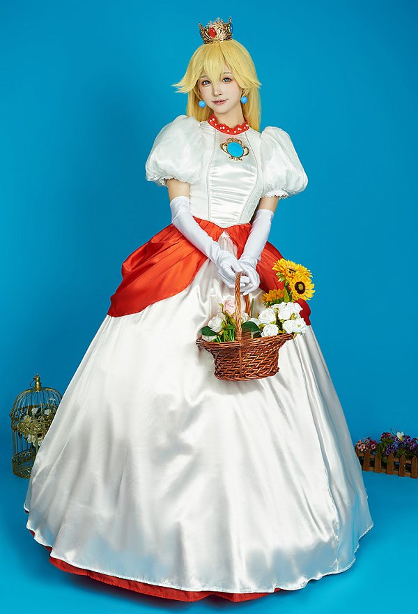 Princesa Cosplay Vestido Top y falda con crinolina y guantes