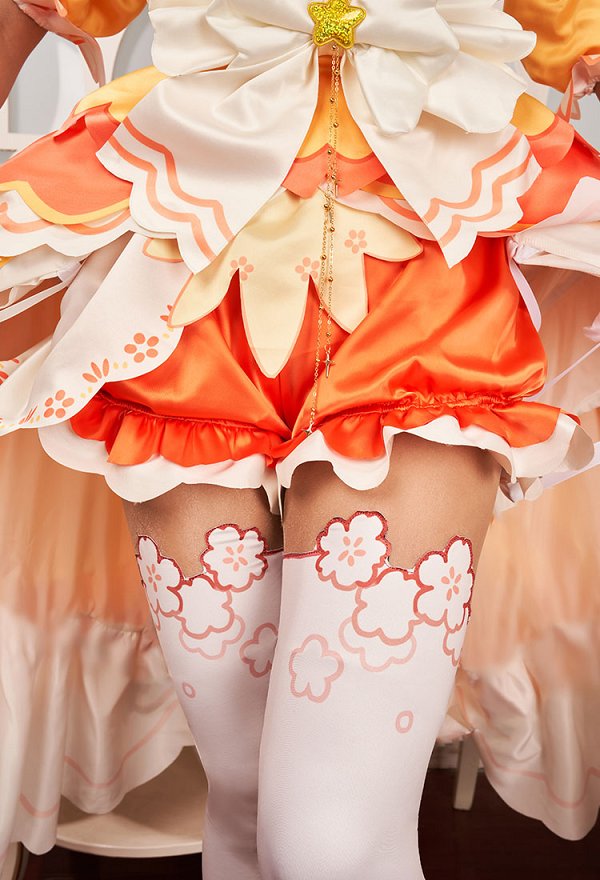 Miccostumes x akuoart Daisy Cosplay Costume Puff Sleeves Top and Shorts with Skirt and Gloves