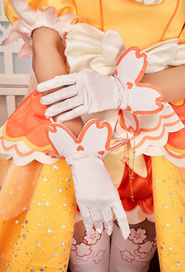 Miccostumes x akuoart Daisy Cosplay Costume Puff Sleeves Top and Shorts with Skirt and Gloves