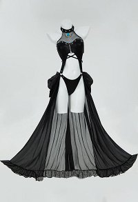 Hime Derivative Sexy swimsuit Halter Mesh Cutout One-Piece Bathing Suit with Wrap Skirt