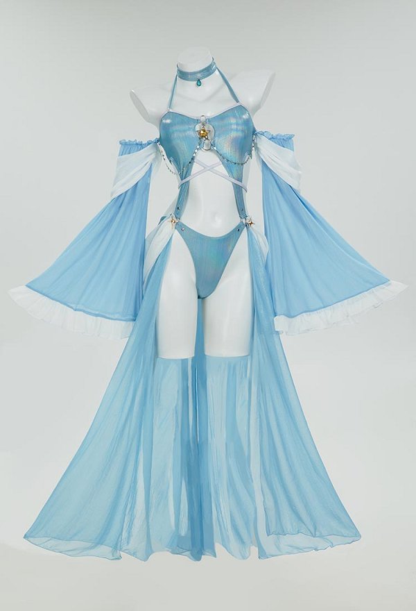 Maillot de bain une pièce sexy à découpes Rosetta Derivative Princess et jupe portefeuille avec collier ras-du-cou