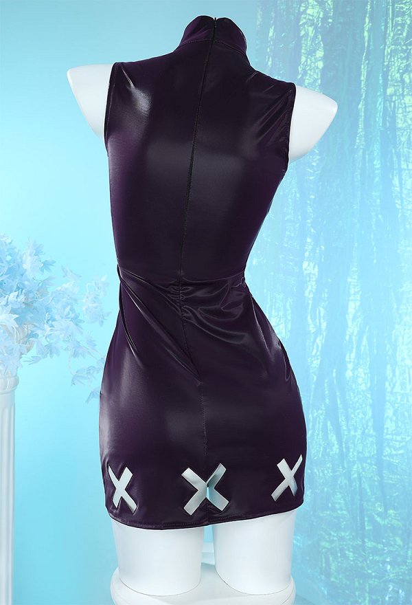 WaPeach Princess Disfraz de Cosplay Vestido morado de cuello alto con sombrero, guantes y corona