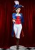 Girl Peach Cosplay Costume Swordfighter Costume de Chevalier Bleu Top et Pantalon avec Chapeau et Boucles d'Oreilles