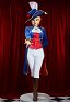 Girl Peach Cosplay Costume Swordfighter Costume de Chevalier Bleu Top et Pantalon avec Chapeau et Boucles d'Oreilles