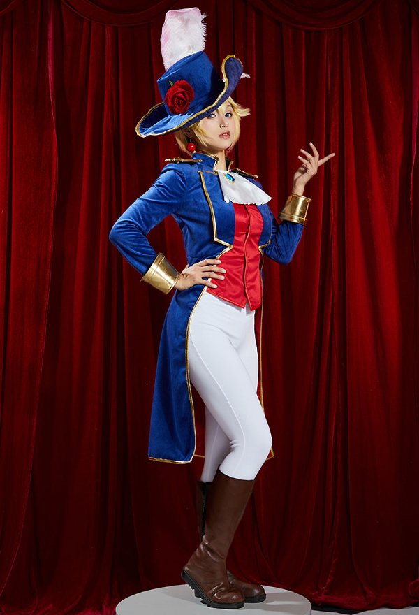 Girl Peach Cosplay Costume Swordfighter Costume de Chevalier Bleu Top et Pantalon avec Chapeau et Boucles d'Oreilles Girl Peach Cosplay Costume Swordfighter Costume de Chevalier Bleu Top et Pantalon avec Chapeau et Boucles d'Oreilles