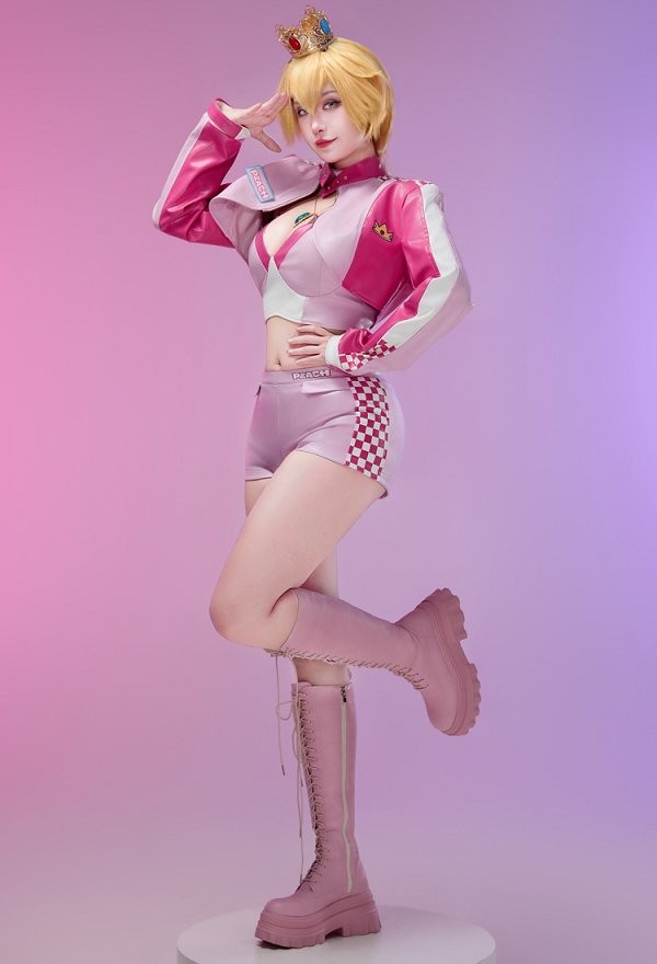 Traje de Carrera Rosa Melocotón Top Corto y Chaqueta con Pantalones Cortos Collar Conjunto Casual Traje de Carrera Rosa Melocotón Top Corto y Chaqueta con Pantalones Cortos Collar Conjunto Casual