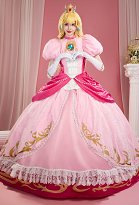 Girl Peach Cosplay Costume Dress with Apron and Waist Chain Girl Peach Cosplay Costume Dress with Apron and Waist Chain