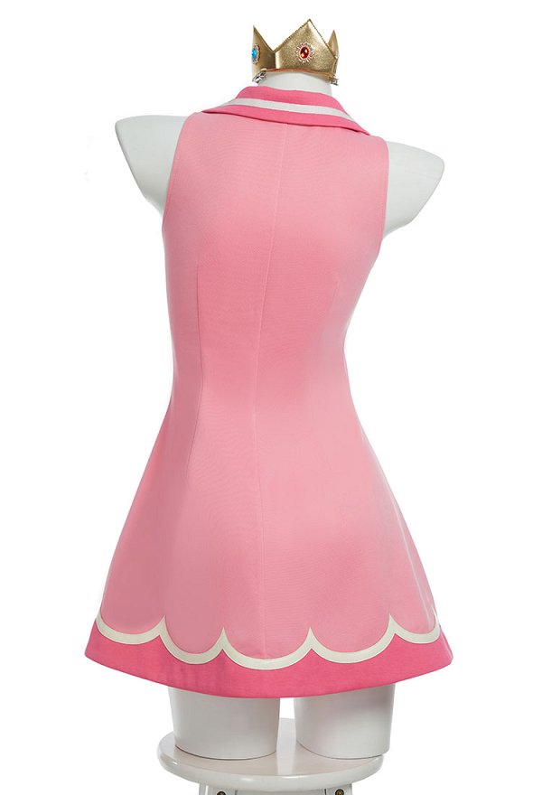 Princess Peach Cosplay Kostüm Tenniskleid mit Kronen Ohrringen