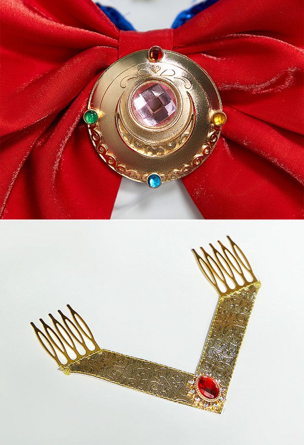 Costume de Cosplay Sailor Moon Usagi Version Scénique Robe avec Gants et Accessoires pour Cheveux