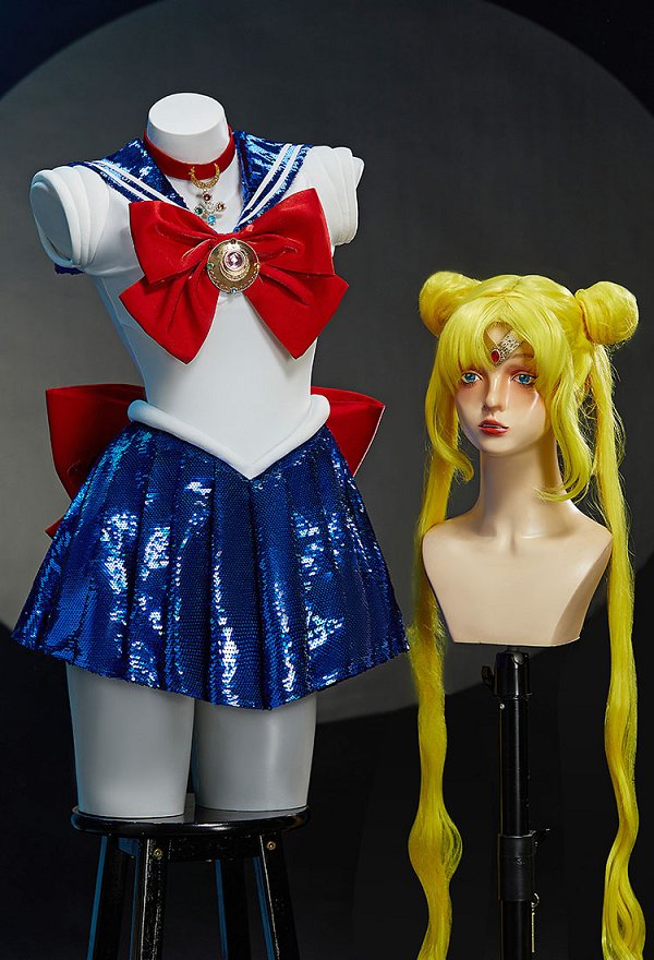 Costume de Cosplay Sailor Moon Usagi Version Scénique Robe avec Gants et Accessoires pour Cheveux