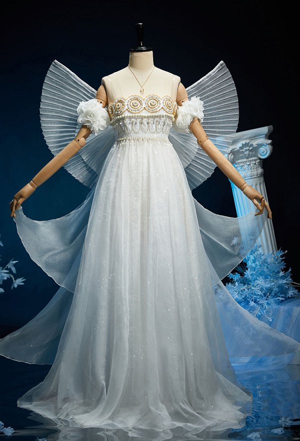 Sailor Moon Tsukino Usagi Cosplay Preciosa versión de vestido con lazo y collar Sailor Moon Tsukino Usagi Cosplay Preciosa versión de vestido con lazo y collar