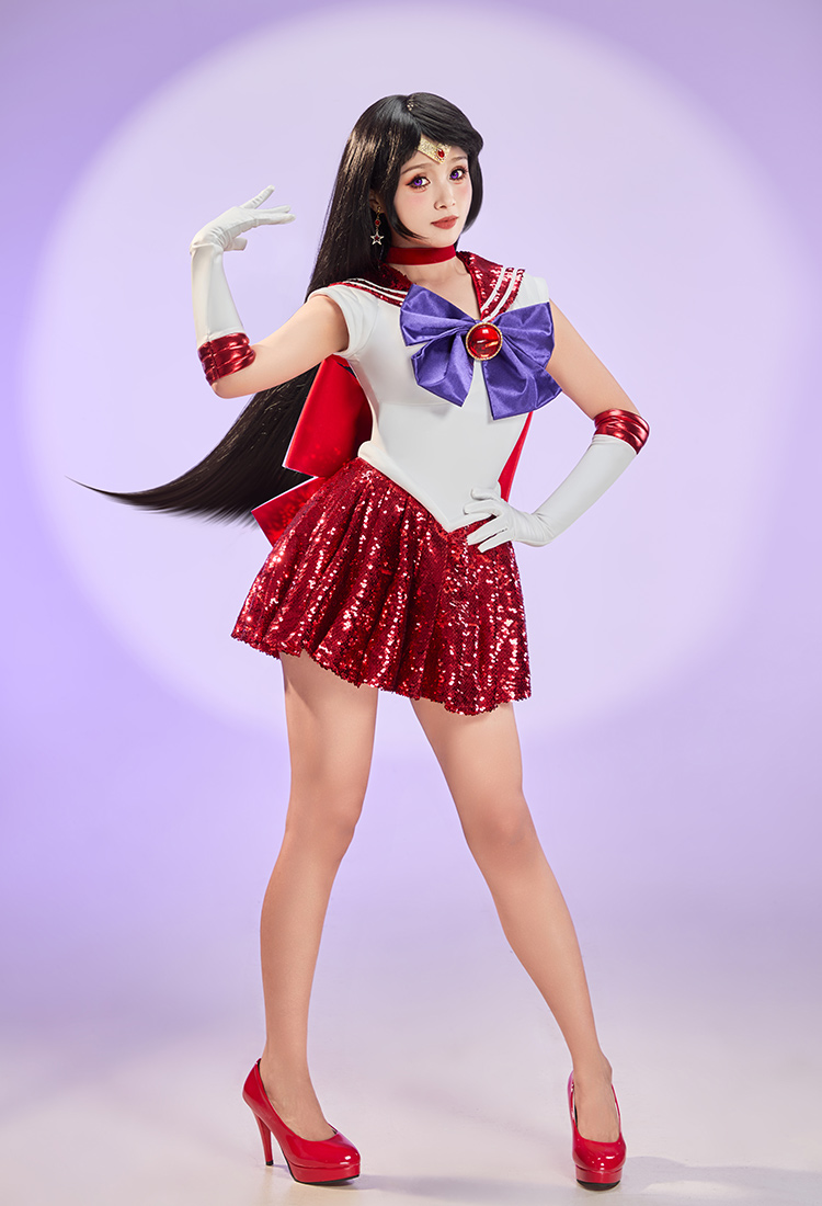 Sailor Moon Sailor Mars et Mercury Cosplay Costume Robe avec gants et accessoires pour cheveux