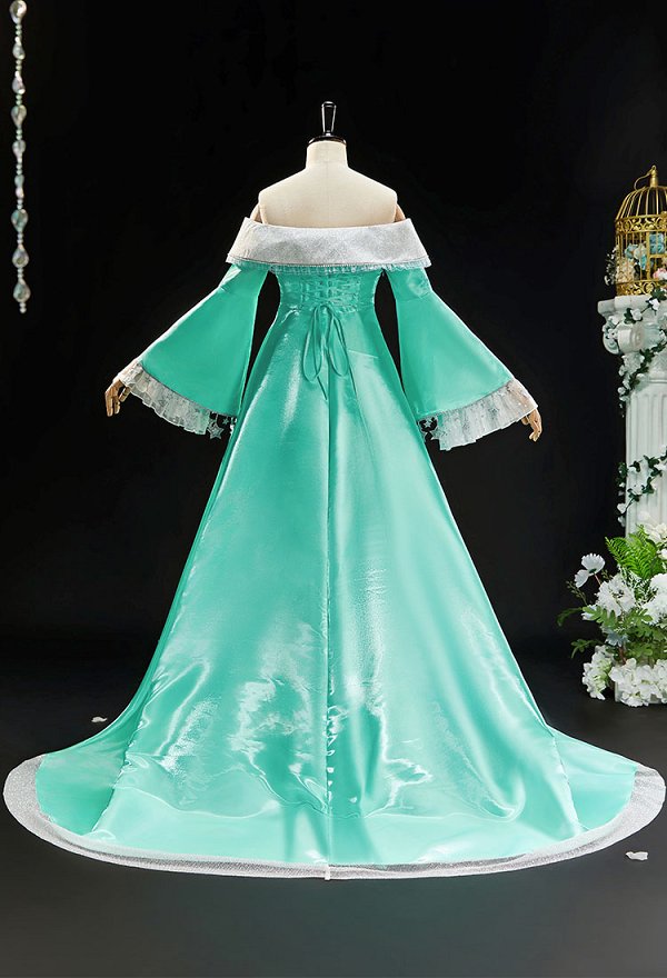 Super Mario Princesa Rosalina Cosplay Vestido mejorado con pendientes y broche de pentagrama