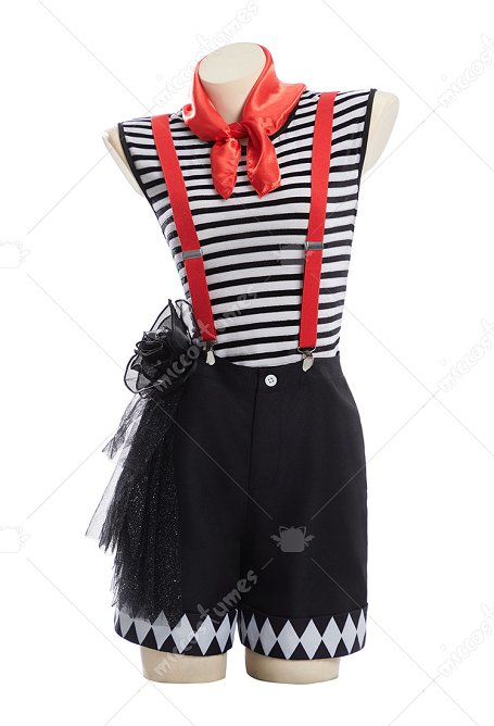 Speechless Mime Disfraz Top y pantalones cortos con gorro y mono