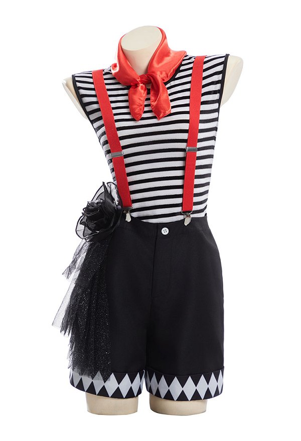Speechless Mime Disfraz Top y pantalones cortos con gorro y mono