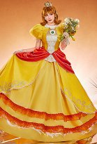 Premium Edition Princess Daisy Cosplay Costume Dress with Gloves and Sleeves Premium Edition Princess Daisy Cosplay Costume Dress with Gloves and Sleeves