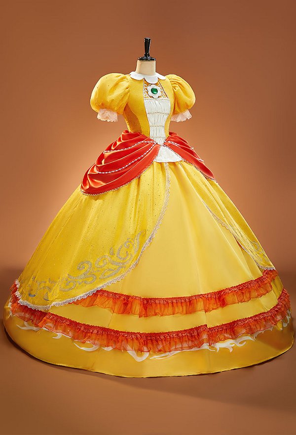 Traje de cosplay de la princesa Daisy edición premium con guantes y mangas Traje de cosplay de la princesa Daisy edición premium con guantes y mangas