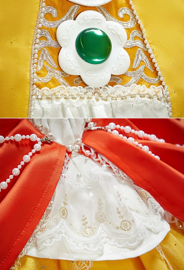 Traje de cosplay de la princesa Daisy edición premium con guantes y mangas Traje de cosplay de la princesa Daisy edición premium con guantes y mangas