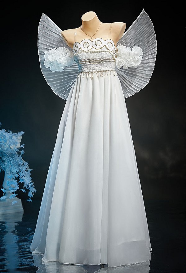 Disfraz de Cosplay de Serenity de Sailor Moon Vestido Blanco con Lazo y Collar
