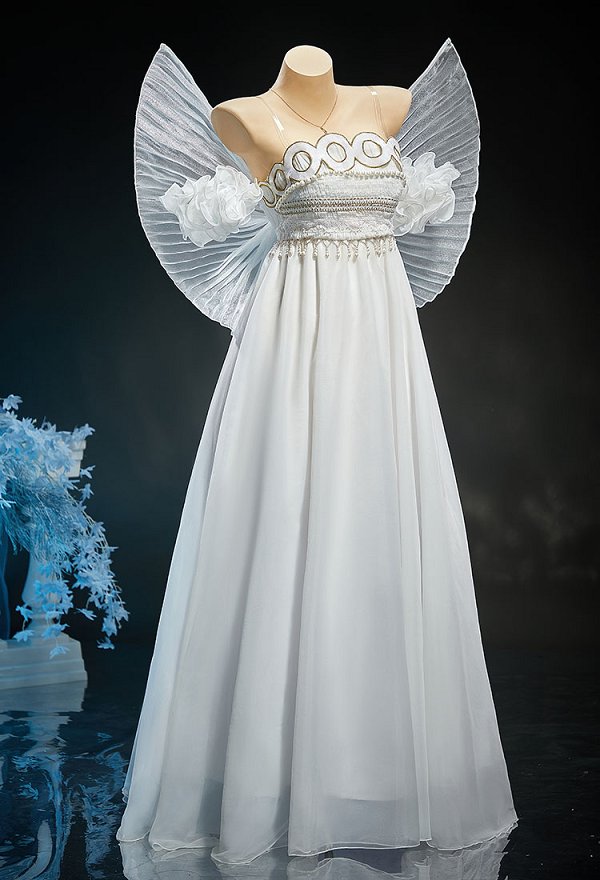 Disfraz de Cosplay de Serenity de Sailor Moon Vestido Blanco con Lazo y Collar