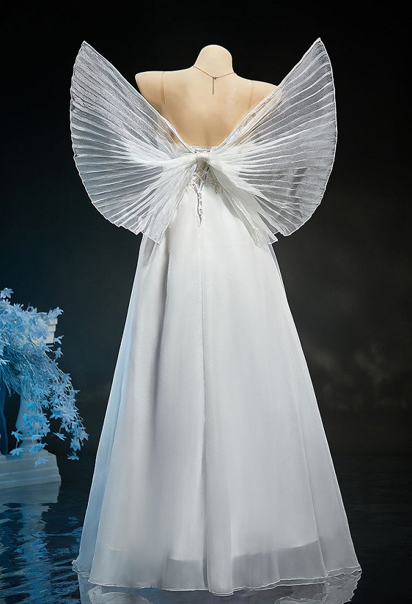 Disfraz de Cosplay de Serenity de Sailor Moon Vestido Blanco con Lazo y Collar