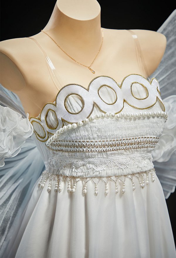 Disfraz de Cosplay de Serenity de Sailor Moon Vestido Blanco con Lazo y Collar