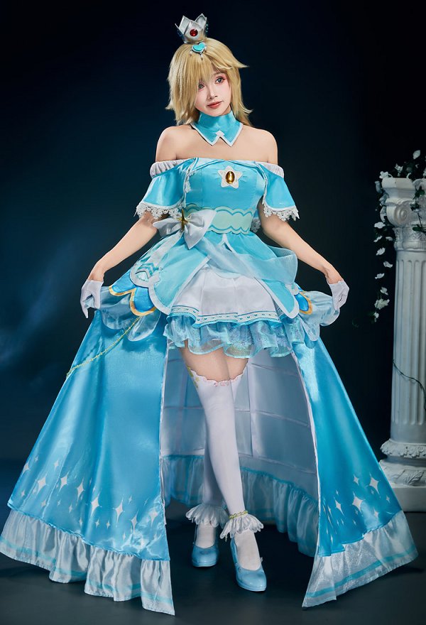 Miccostumes x akuoart Upgraded Ver Girl Rosalina Cosplay Costume Off-the-shoulder Top and Skirt with Shorts and Petticoat Miccostumes x akuoart Upgraded Ver Girl Rosalina Cosplay Costume Off-the-shoulder Top and Skirt with Shorts and Petticoat