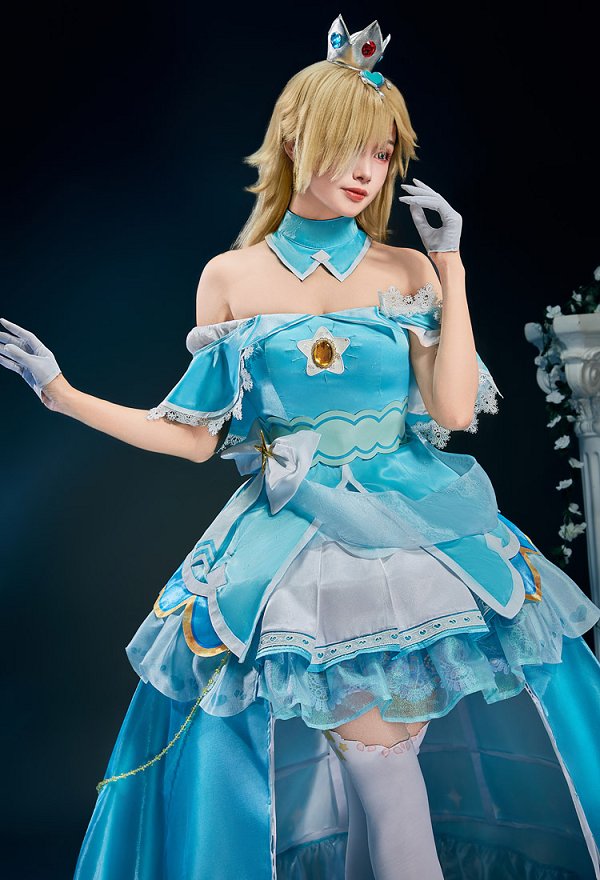 Miccostumes x akuoart Upgraded Ver Girl Rosalina Cosplay Costume Off-the-shoulder Top and Skirt with Shorts and Petticoat Miccostumes x akuoart Upgraded Ver Girl Rosalina Cosplay Costume Off-the-shoulder Top and Skirt with Shorts and Petticoat