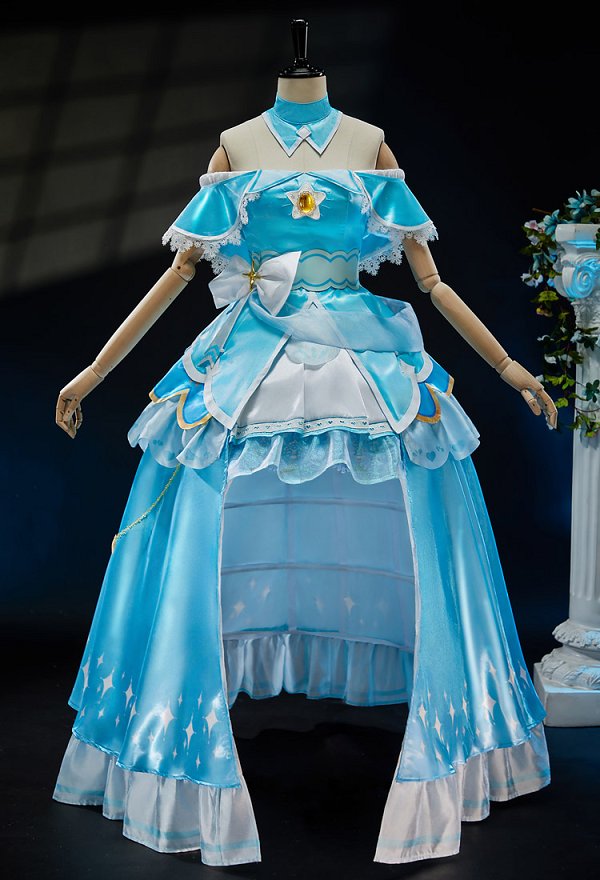Miccostumes x akuoart Upgraded Ver Girl Rosalina Cosplay Costume Off-the-shoulder Top and Skirt with Shorts and Petticoat Miccostumes x akuoart Upgraded Ver Girl Rosalina Cosplay Costume Off-the-shoulder Top and Skirt with Shorts and Petticoat