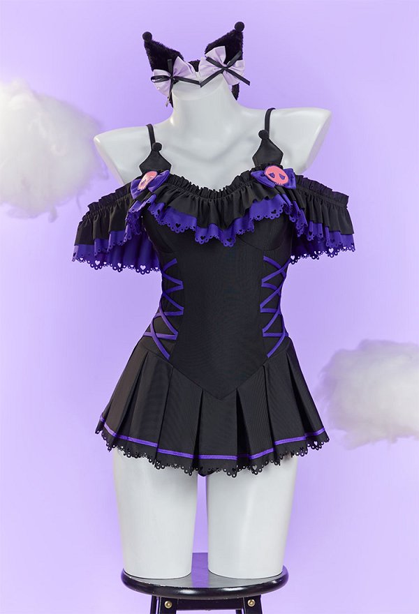 Maillot de bain une pièce dérivé d'une poupée animée maillot de bain mignon à volants et bandeau