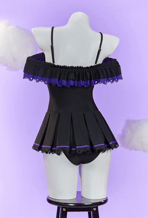 Maillot de bain une pièce dérivé d'une poupée animée maillot de bain mignon à volants et bandeau