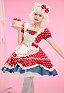 Anime Puppen Kawaii Lolita Set mit gepunktetem Rüschenkleid Schürze Haaraccessoire