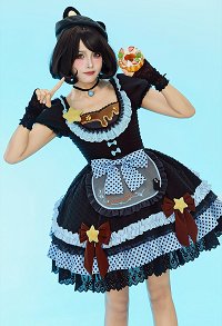 Anime Doll Derivative Kawaii Cute Lolita Outfit Set Polka Dot Color-Blocked Dress with Apron and Hat