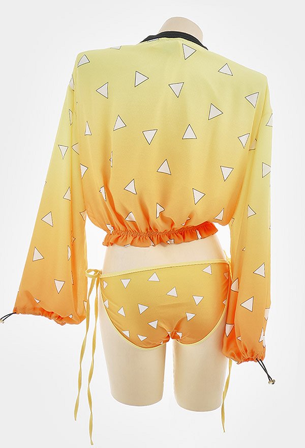 Thunder Summer Chiffon Coat Yellow Zip-Up Jacket Long Sleeves Sun Protection Clothing