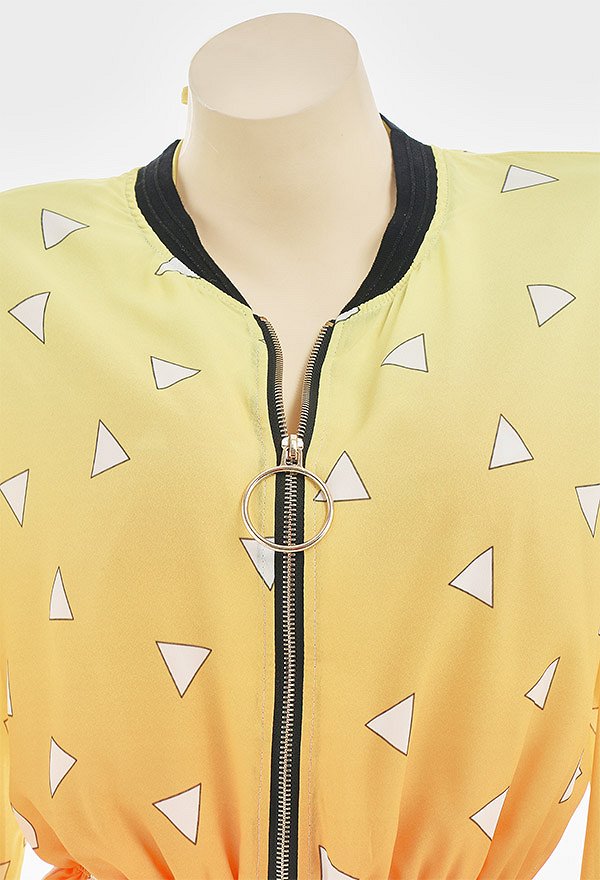 Thunder Summer Chiffon Coat Yellow Zip-Up Jacket Long Sleeves Sun Protection Clothing