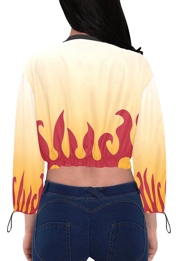 Flame Lange Arm Jacke Sonnenschutz Bauchfreies Oberteil