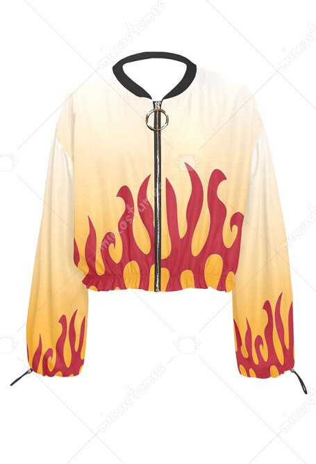Flame Summer Chiffon Coat Fire Pattern Zip-Up Jacket Long Sleeves Sun Protection Clothing