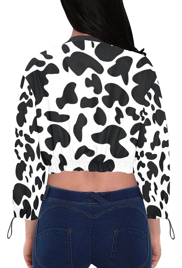 Veste Antisolaire avec Impression de Vache Laitière à Manches Longues