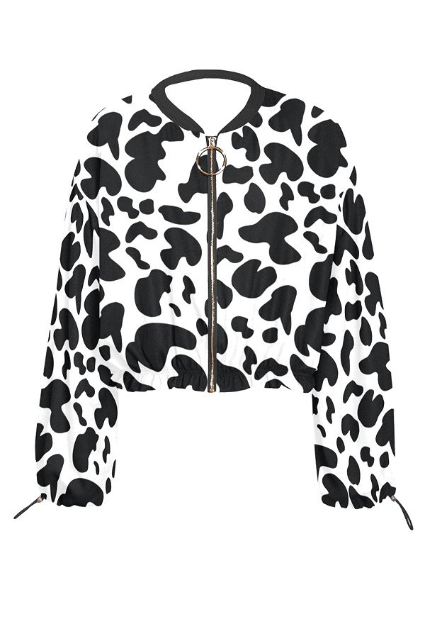 Veste Antisolaire avec Impression de Vache Laitière à Manches Longues