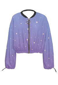 1/3 Delusion Chiffon Coat with Star Prints Blue Purple Gradient Beach Jacket Zip Up Style