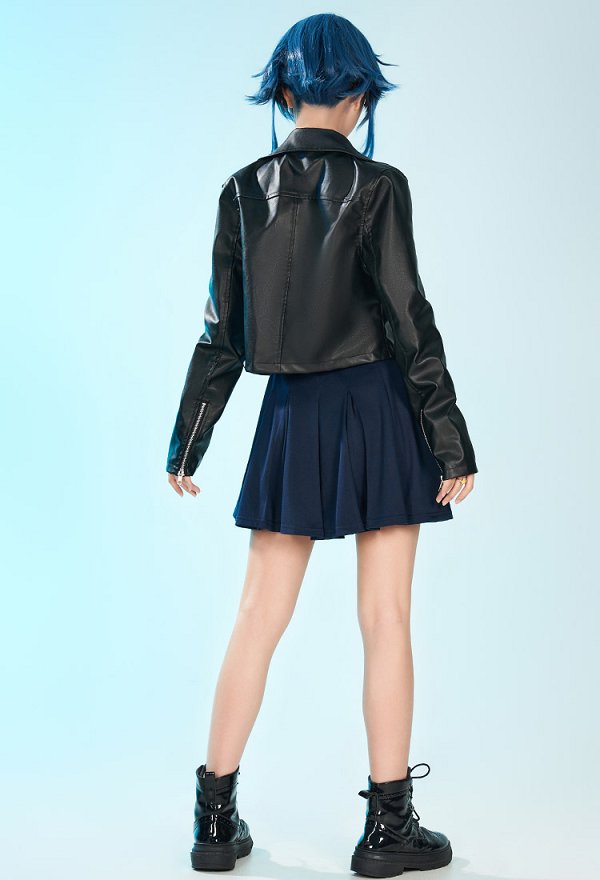 Scott Pilgrim vs the World Ramona Flowers Cosplay Kostümkleid und Lederjacke Halskette Armband