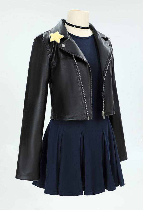 Scott Pilgrim vs the World Ramona Flowers Cosplay Kostümkleid und Lederjacke Halskette Armband